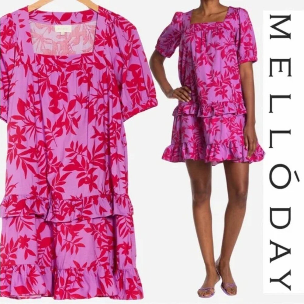Nordstrom Melloday Tropical Floral Tiered Ruffle Dress NWT Size MEDIUM